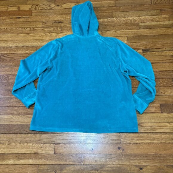 Bob Mackie Wearable Art Womens Velour Zip Up Hoodie Jacket Plus Sz 1X Turquoise - Picture 6 of 7